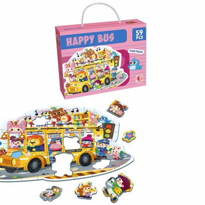 Παζλ Πατώματος 59 τεμ Σχολικό Happy bus 23x18x6cm  στην Κατηγορία Πάζλ Παιδικά 