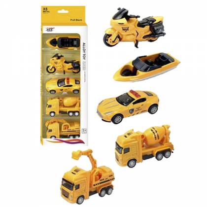 DIE CAST PULL BACK ΣΕΤ 5 ΟΧΗΜΑΤΩΝ ΔΟΜΙΚΩΝ 10x34cm  στην Κατηγορία Pull  Back 