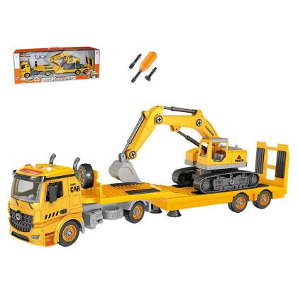 Νταλίκα Friction με Εκσκαφέα diy 79τεμ με φως & ήχο 66x25x15cm  στην Κατηγορία Αυτοκούρδιστα (Τριβής-Friction) 