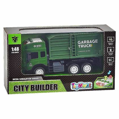 Die Cast Friction Σκουπιδιάρικο με φως + ήχο 27x15x10cm  στην Κατηγορία Αυτοκούρδιστα (Τριβής-Friction) 