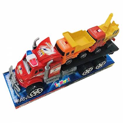 Φορτηγό Friction με 2 Δομικά Οχήματα 26x12x8cm  στην Κατηγορία Αυτοκούρδιστα (Τριβής-Friction) 