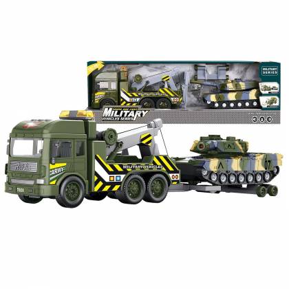 Στρατιωτική Νταλίκα Friction + Τανκ με φως & Ήχους 58x17x12cm  στην Κατηγορία Αυτοκούρδιστα (Τριβής-Friction) 