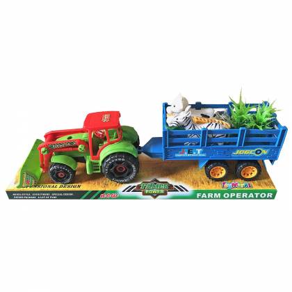 Τρακτέρ Free Wheels με Ρυμούλκα & ζώα 42x14x11cm  στην Κατηγορία Free  Wheels (Ελέυθερης Κίνησης) 